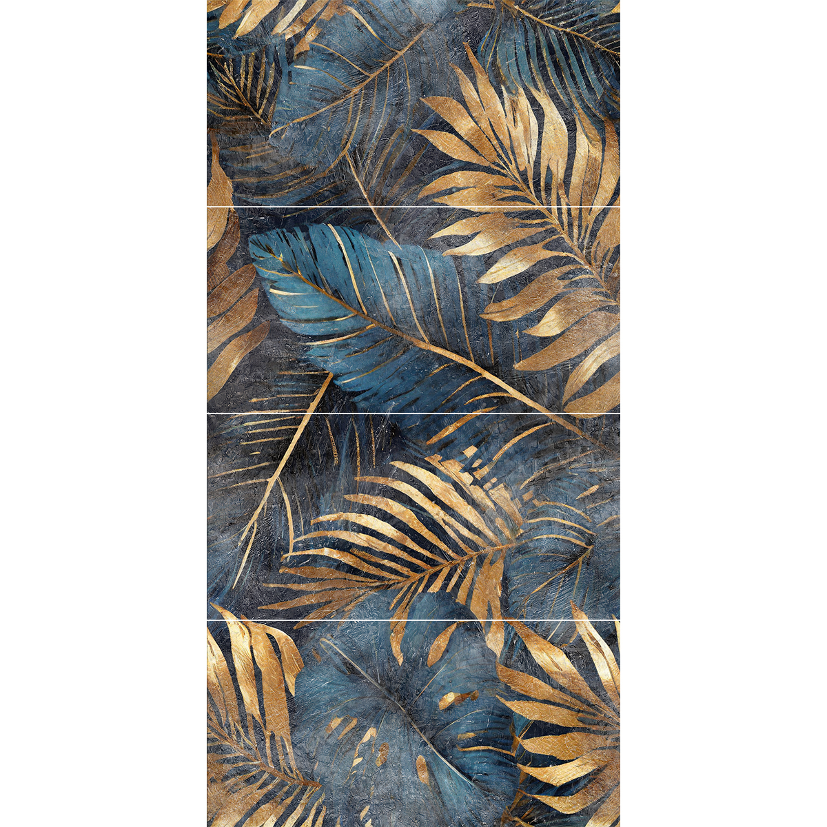 golden and black tropical leaves seamless pattern on a dark back GOLD Złoty Las mural zadruk wielkoformatowy 4x60x120 - obrazek 1