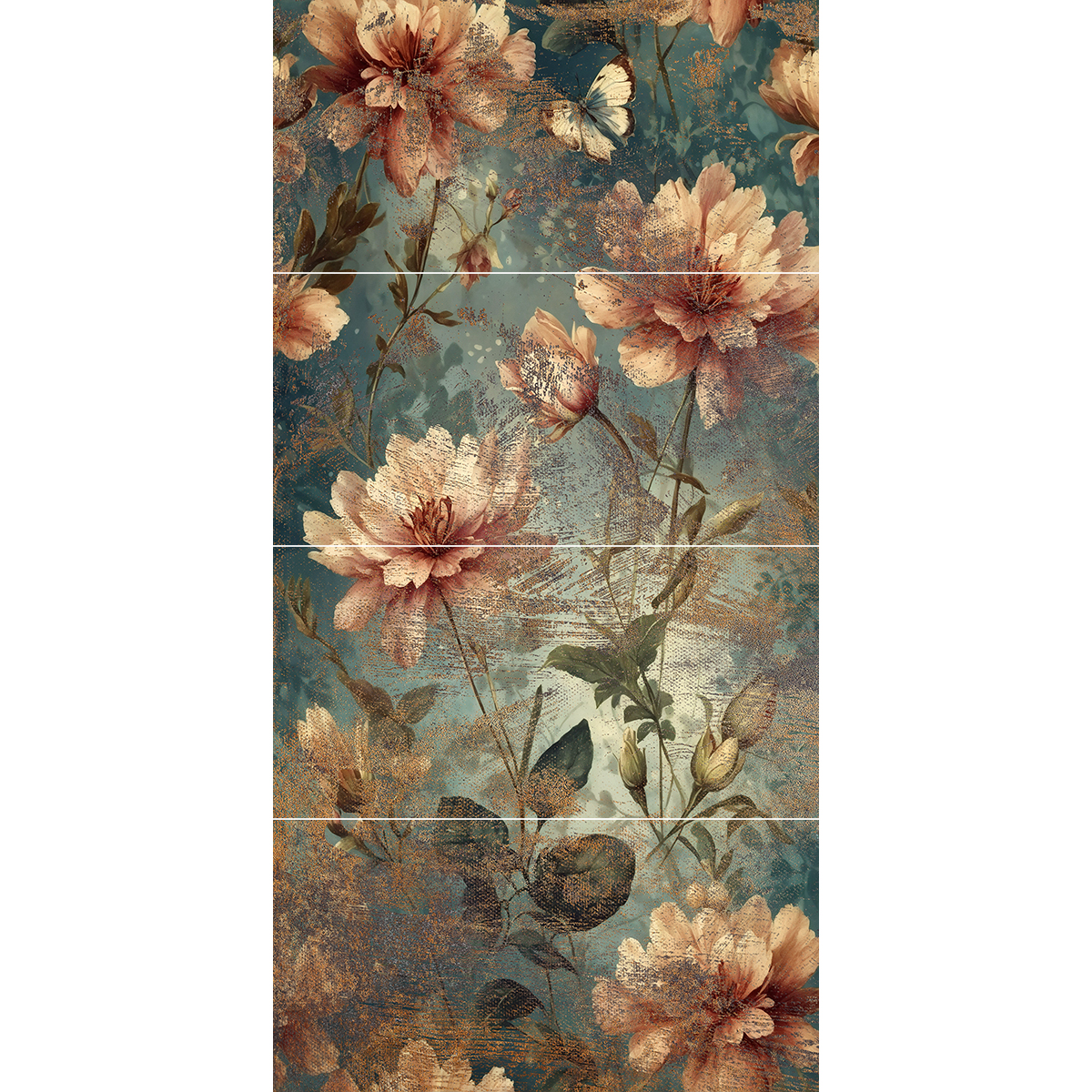 golden and black tropical leaves seamless pattern on a dark back ZMIERZCH Ogrody Zmierzchu mural zadruk wielkoformatowy 4x60x120 - obrazek 1