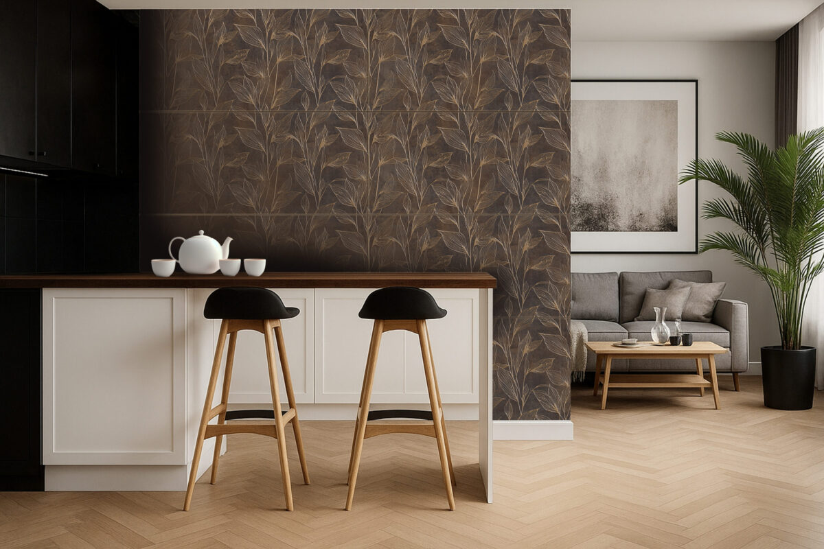 VERSO FLOWER BROWN dekoracja ceramiczna 60x120cm - obrazek 3