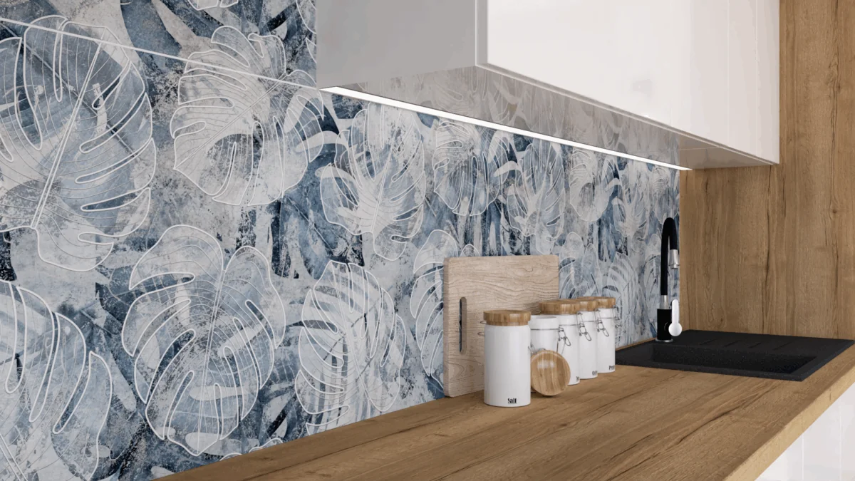 LEAF BLU dekoracja ceramiczna 60x120cm - obrazek 4