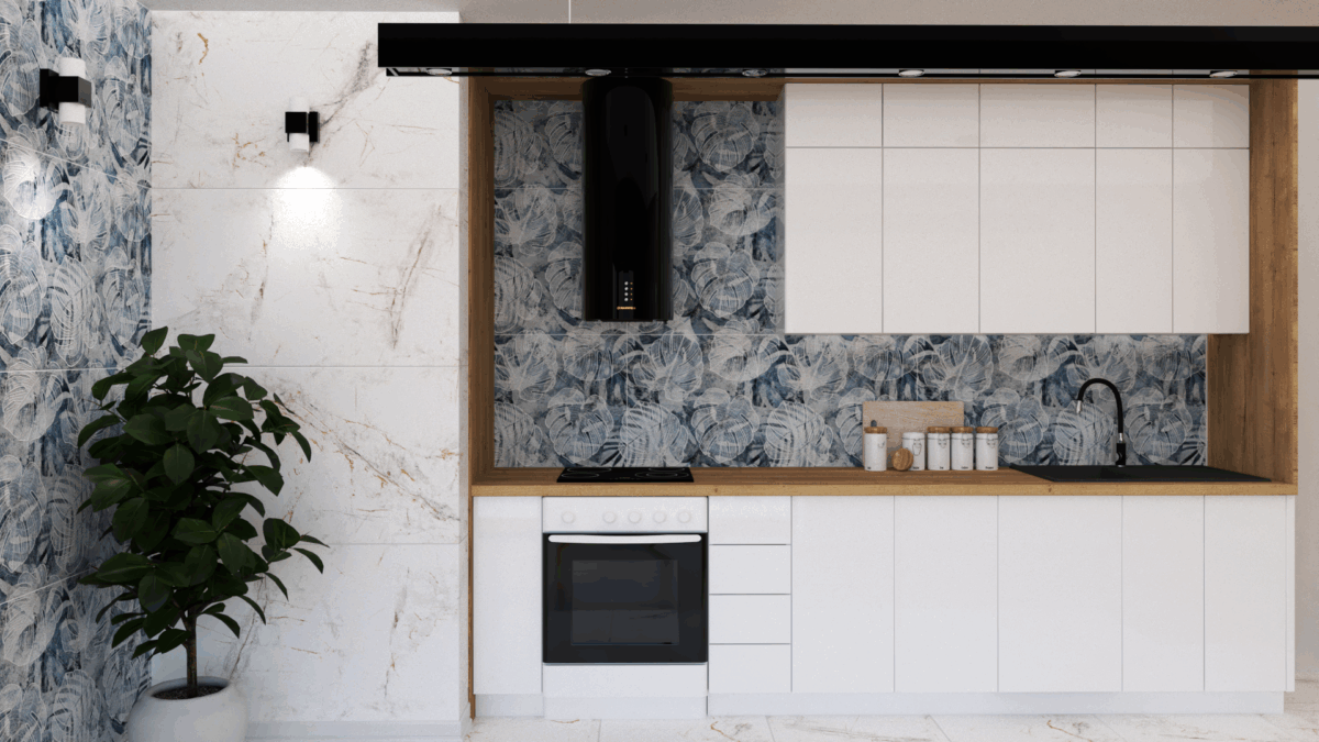 LEAF BLU dekoracja ceramiczna 60x120cm - obrazek 6