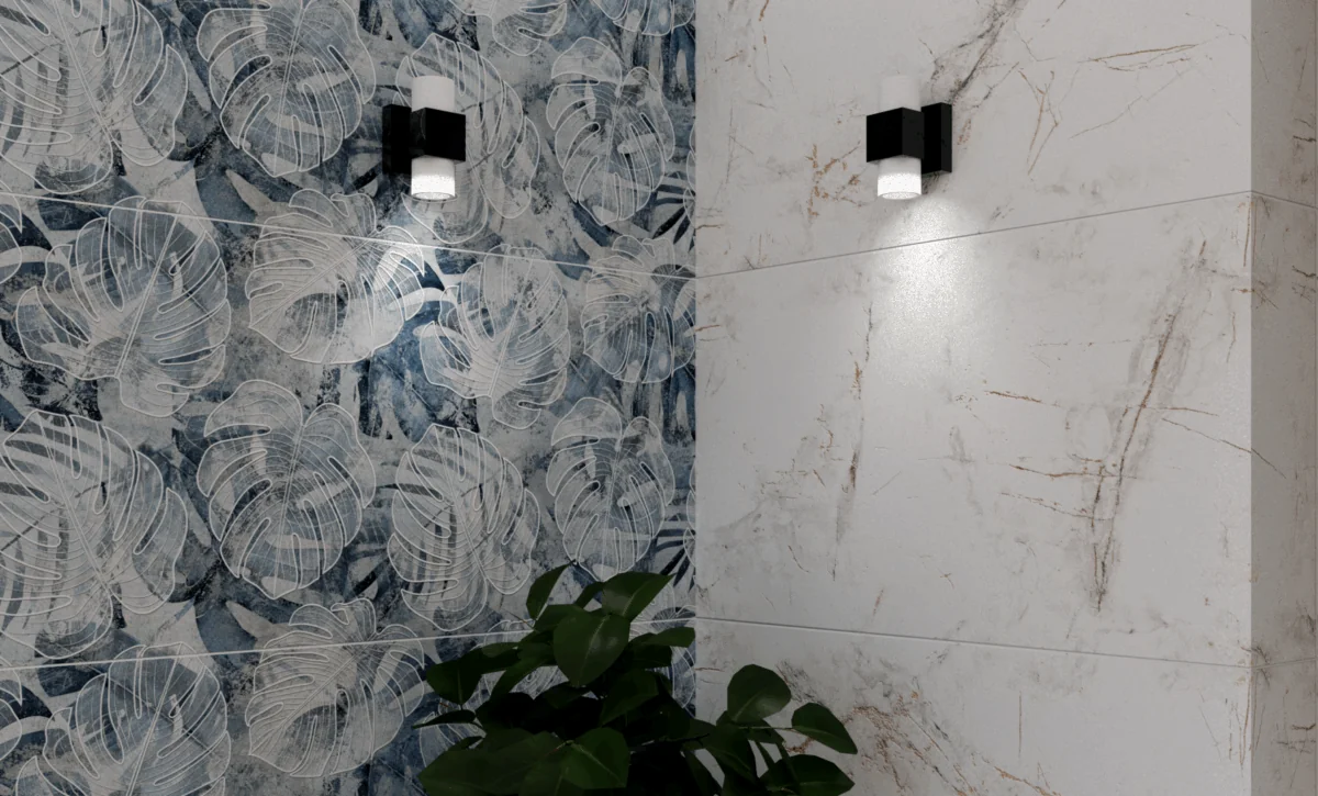 LEAF BLU dekoracja ceramiczna 60x120cm - obrazek 5