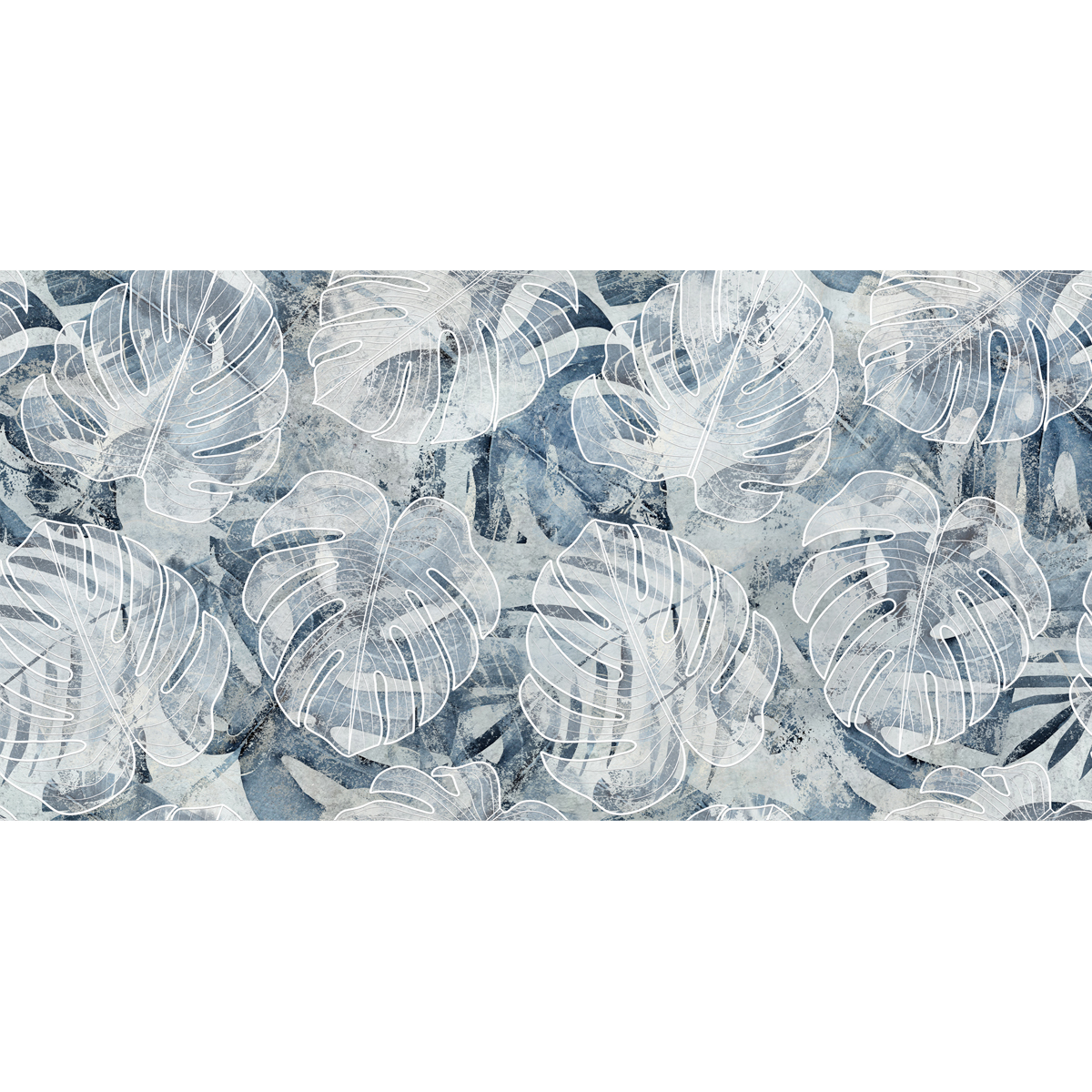 Watercolor seamless pattern with navy blue and golden tropical l LEAF BLU dekoracja ceramiczna 60x120cm - obrazek 1