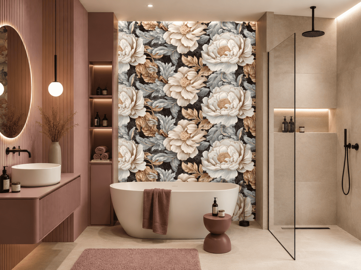 PEONY BLACK dekoracja ceramiczna 60x120 - obrazek 3