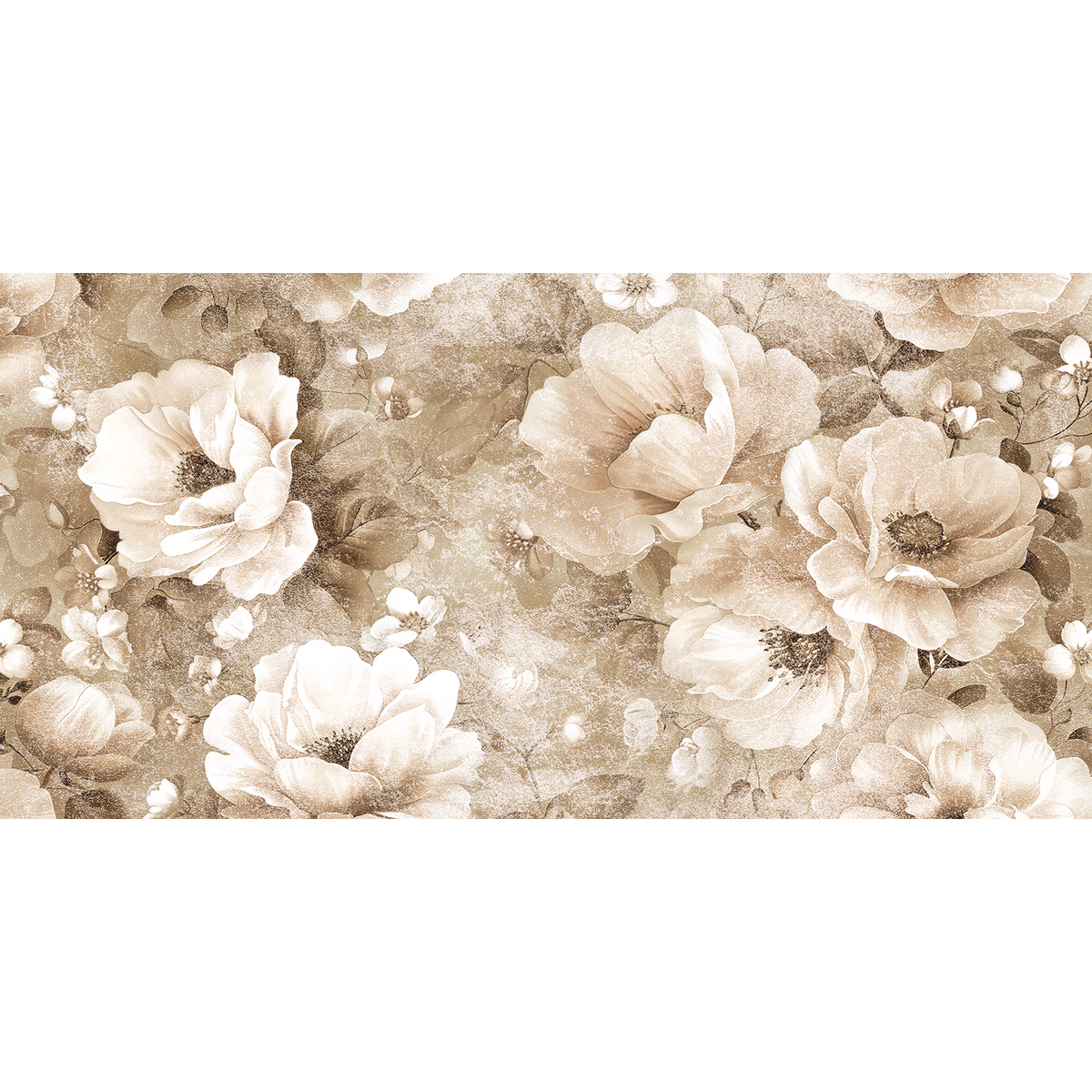 Infuse your home with the timeless allure of a vintage floral wallpaper design, featuring intricate patterns and muted hues that lend a romantic backdrop to any room VERSO FLOWER BEIGE dekoracja ceramiczna 60x120cm - obrazek 1