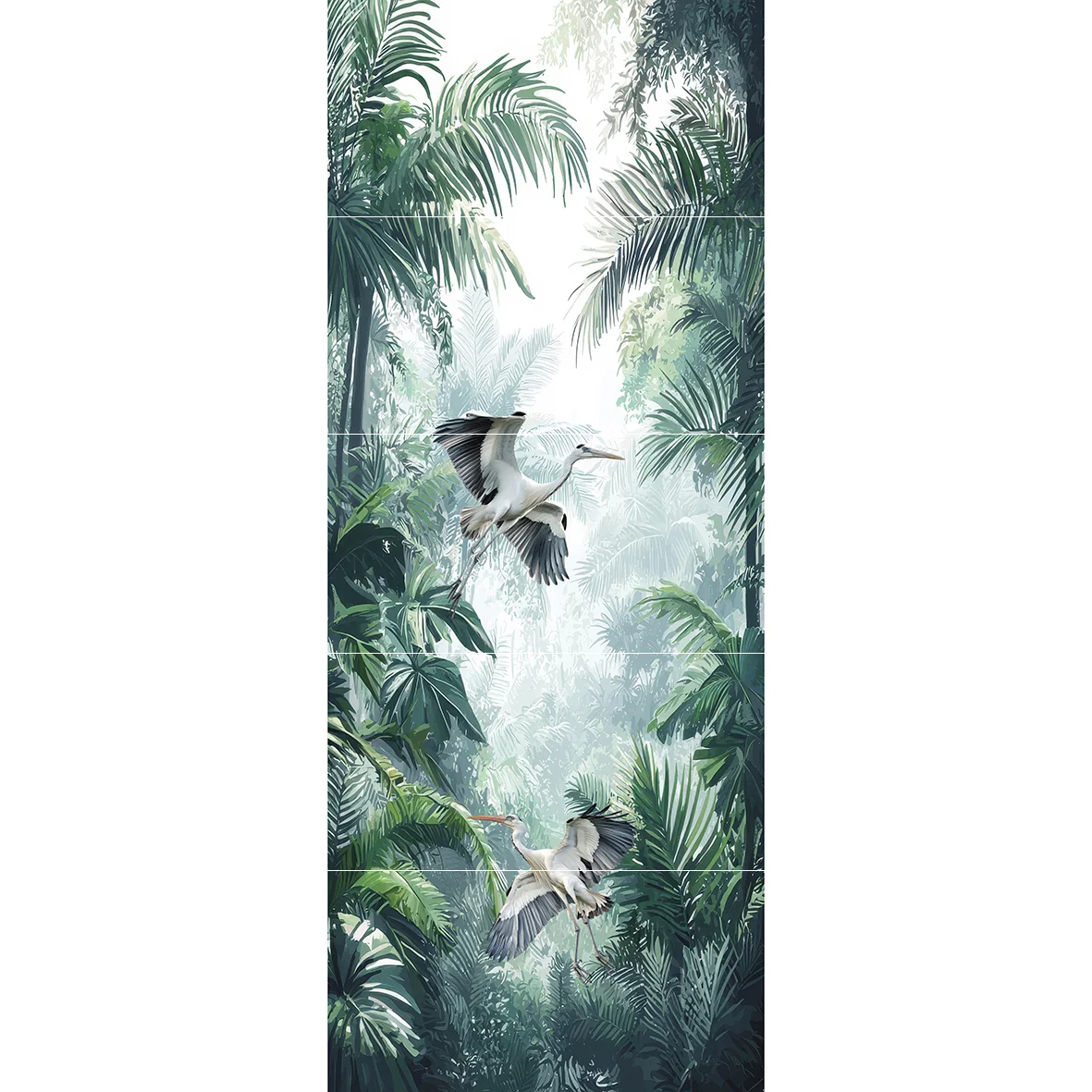 Lush Jungle Design with White Background Elements TROPIC FOREST mural zadruk wielkoformatowy 5x60x120 - obrazek 1
